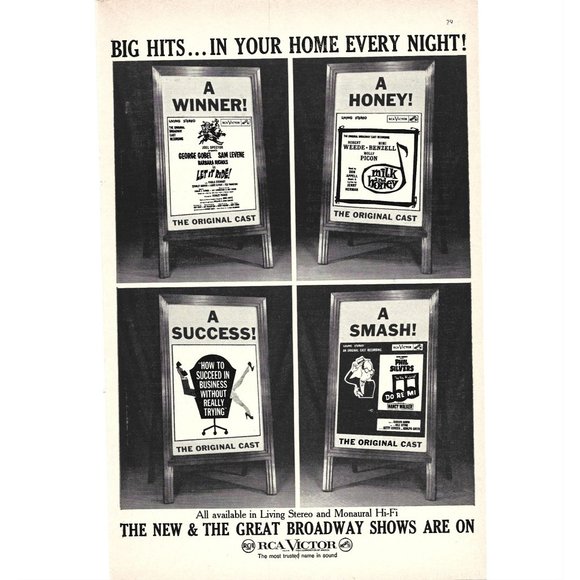 Broadway Shows on RCA Victor Let it Rde Phil Silver 1960s Vintage Print Ad 9 in - Picture 1 of 4